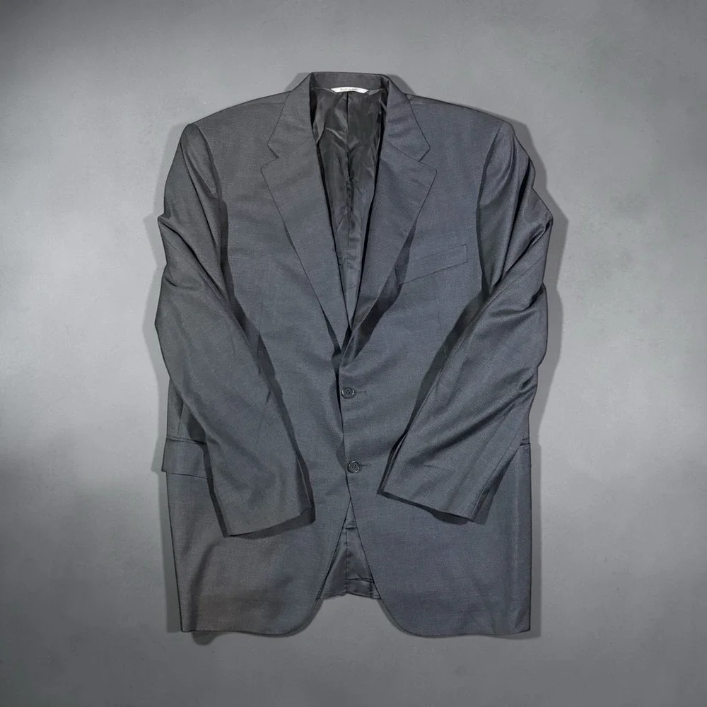 Canali Blazer Jacket Size 50L US 60L EU Gray Wool 2 Button 11220/10 Italy Mens